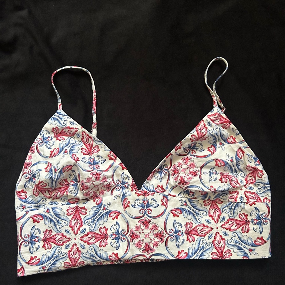 Mango Red and Blue Patterned Bralette